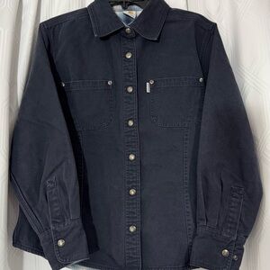Carhartt Women’s Black Flannel Lined Canvas Shirt Jacket #WS006MDT - Size Large